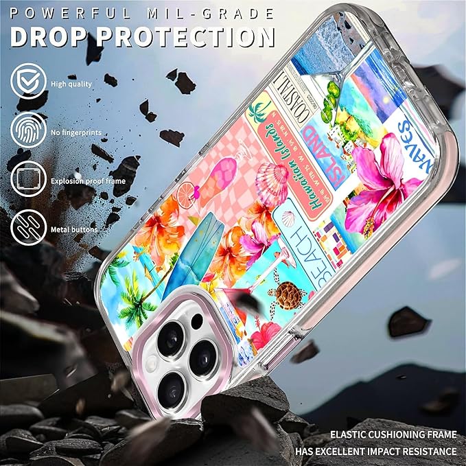 Case for iPhone 15 Pro Max, Coastal Beach Cover Coquette Collage Phone Case - Image 5