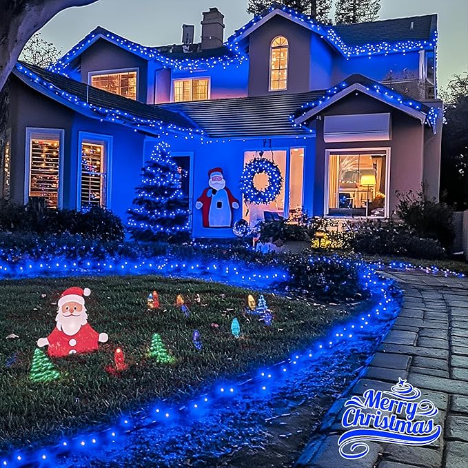 JMEXSUSS 200 LED Blue Christmas Lights Outdoor, Expandable 66ft Blue String - Image 2