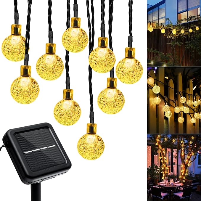 Outdoor Solar String Lights, 46FT 66LED 8Modes Crystal Solar Powered Christmas by Unknown