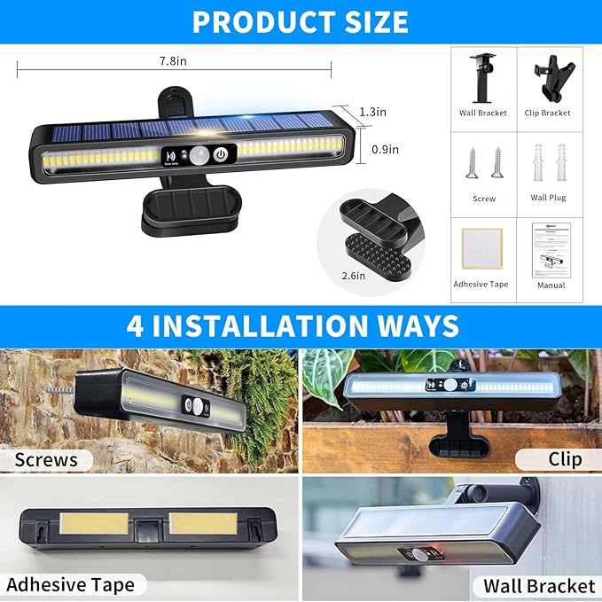 Clip On Solar Motion Lights Outdoor Waterproof, 4 Pack Motion Sensor Outdoor - Image 4