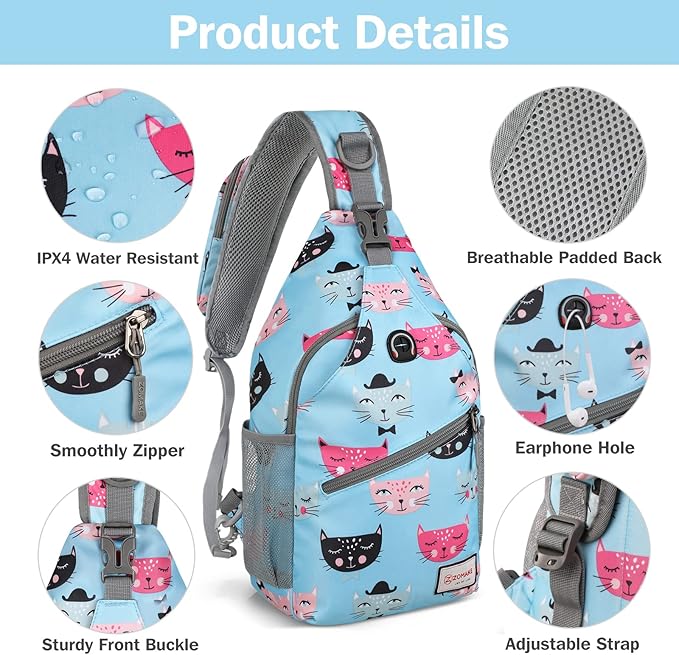 ZOMAKE Sling Bag, Small Crossbody Sling Backpack, Water Resistant Shoulder - Image 4