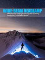 LED Headlamp Flashlight 8Packs, 1000L 230° Broadbeam Headlight, USB - Image 2