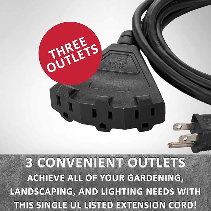 Holiday Lighting Outlet 6-Foot Black Extension Cord, 3-Prong Indoor & Outdoor - Image 6