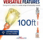 100ft Outdoor/Indoor Extension Cord 12/3 Gauge Extra Heavy Duty 3 Prong SJTW - Image 6
