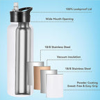 VEGOND 40 oz Insulated Water Bottle Bulk Stainless Steel Metal Water Bottles - Image 2