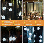 Outdoor Solar String Lights, 2x46FT 66LED 8Modes Crystal Solar Powered - Image 4
