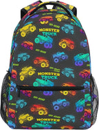 Wamika Monster Truck Kids Backpack Blue Racing Cars School Backpack Boy Girl by Wamika