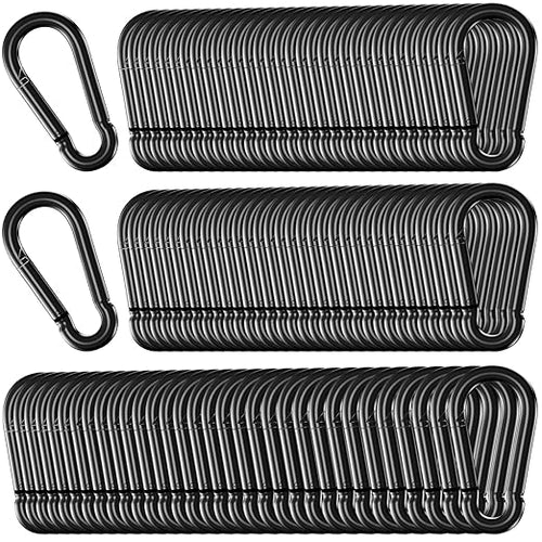 150 Pack M5 Carabiners, 3/16Inch Galvanized Steel Black Quick Link Small by SEUNGCH