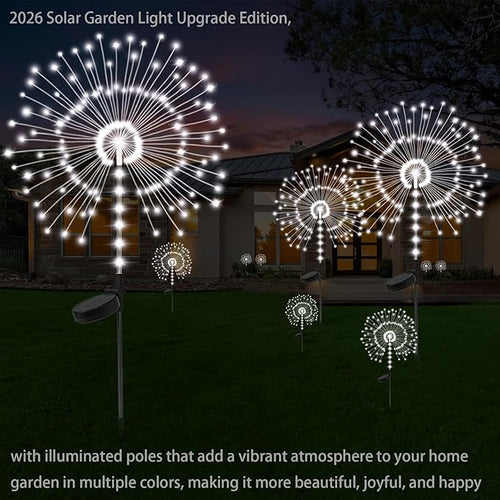 2 Pack 250LED Solar Garden Lights Outdoor, Dual Lighting Modes Firework Lights - Image 2