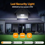 UME LED Security Light Motion Sensor Outdoor Lights, 27W 3000LM, IP65 Waterproof - Image 2