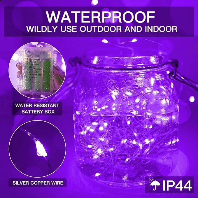 suddus Hallowee Fairy Lights Battery Operated, 33ft 100 LED Fairy Lights - Image 4