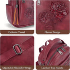 Mini Backpack Purse for Women, Embossed Vegan Leather Small Backpack Fashion - Image 6