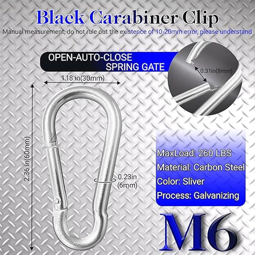 150 Pack 2.36" M6 Spring Snap Hook Carabiners - Image 2