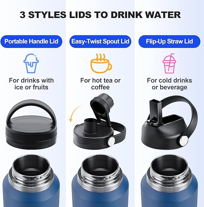 HYDROWION 32oz Water Bottle, Double Wall Vacuum Stainless Steel Insulated Water - Image 6
