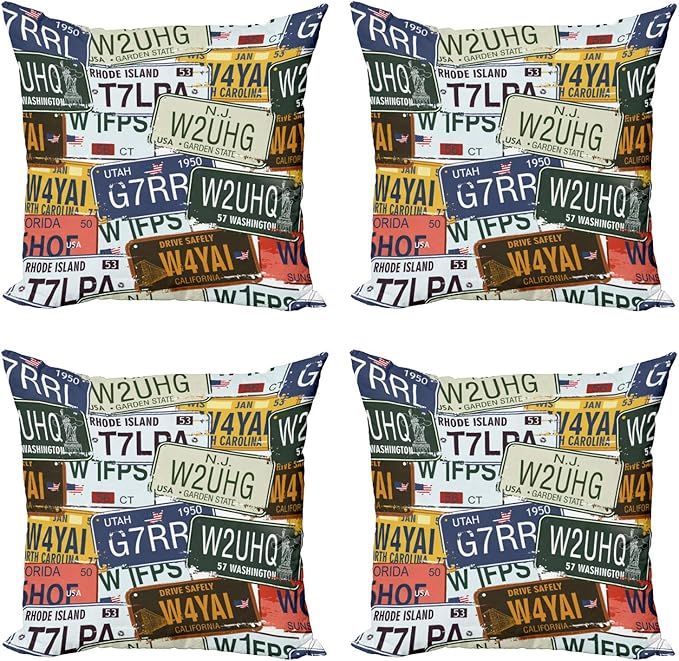 Ambesonne Vintage Decorative Throw Pillow Case Pack of 4, Original Retro Style by Ambesonne