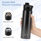 HASLE OUTFITTERS Insulated Water Bottle 22 oz Double Wall Stainless Steel Water - Image 3