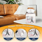 Tissue Box Cover Square, Paris Eiffel Tower Tissue Box Holder Waterproof - Image 4