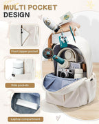 SEAFEW Beige School Backpack for Girls Women Waterproof High School Book Bag - Image 4