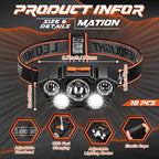 10 Pack Rechargeable Headlamp, USB Rechargeable LED Head Lamp Bulk, 4 Mode 90° - Image 2