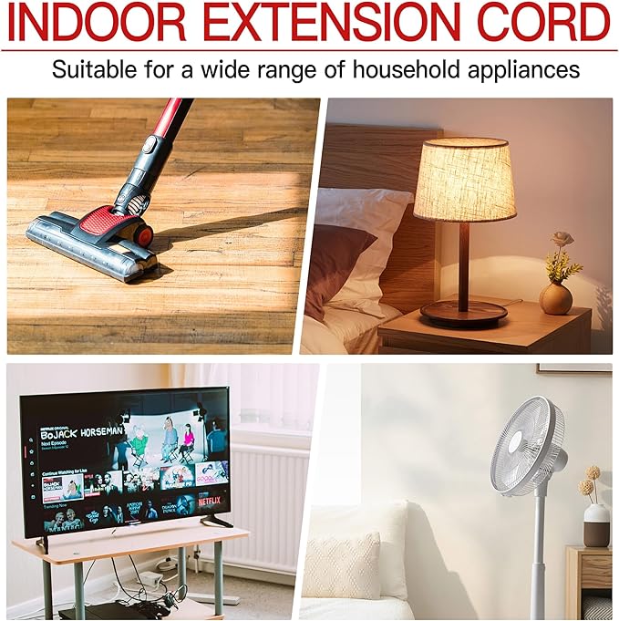 18/3 Indoor Extension Cord 6 FT, 3 Prong Power Cable, Suitable - Image 7