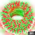 Red and Green Christmas String Lights, 66 ft 200 LED Christmas Lights Plug in by Pooqla