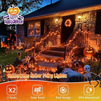 JMEXSUSS 2 Pack Solar Halloween Lights, 33ft 100 LED Orange Halloween Lights - Image 2