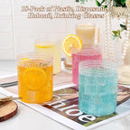 18PCS Plastic Hobnail Drinking Glasses - 14 Oz Clear Vintage Glasses Mixed - Image 2