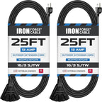 Iron Forge Cable 2 Pack 25 Ft Black Extension Cord by IronForgeCable