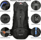 75L Hiking Backpack with Rain Cover Waterproof Camping Backpack Shoes Warehouse - Image 6