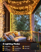 120LED 10FT Solar Fairy Lights Outside Waterproof, 8 Lighting Modes IP65 - Image 5