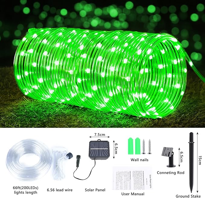 Solar Rope Lights, 2 Packs Total 132ft 400LEDSolar String Lights, 8 Modes - Image 3