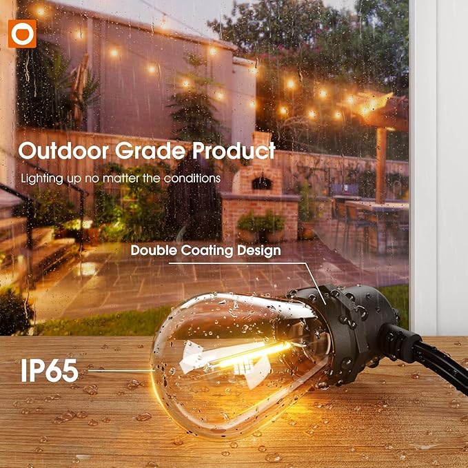 addlon 100FT Outdoor String Lights LED Waterproof Patio Lights - Image 2