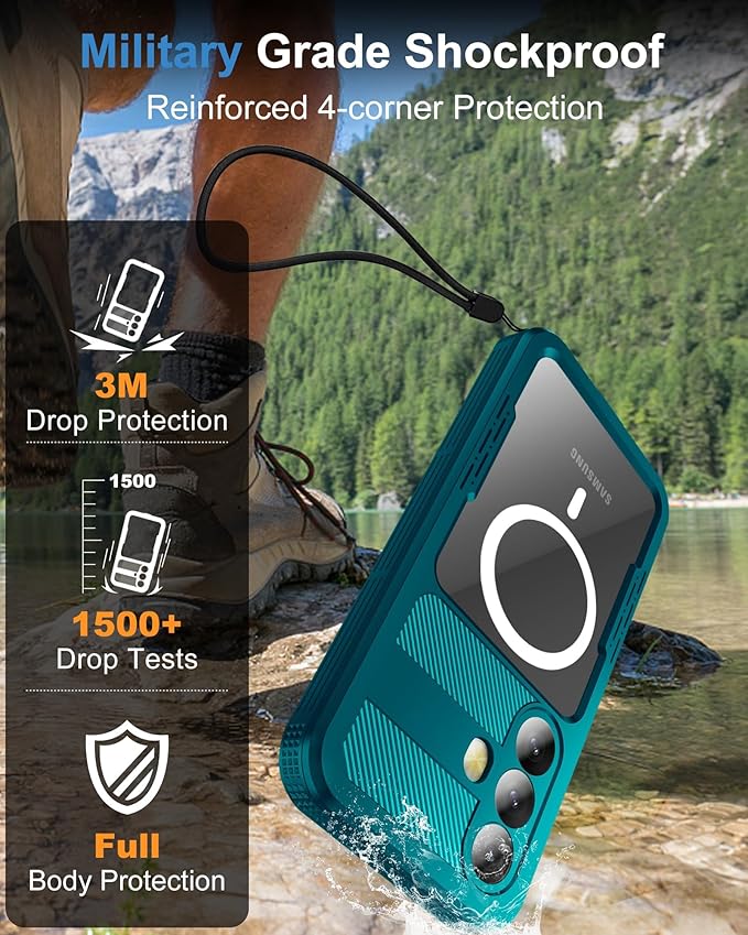 for Samsung Galaxy S25+ Plus Waterproof Case, Magnetic Heavy Duty Military - Image 4