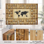 68 Large World Map Shot Glass Display Case Rustic Shot Glass Holder 37x 24.4in - Image 3