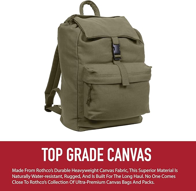 Rothco Canvas Daypack – Heavy-Duty Cotton Canvas Backpack - Image 4