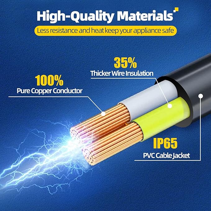 UL Listed Outdoor Extension Cord 2 Prong 15 FT SJTW 16/2 Gauge 13A 125V 1625W - Image 4