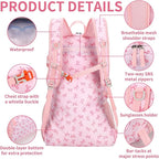 40l Foldable Pink Bow Backpack for Women Pink Waterproof Lightweight Packable - Image 4