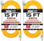 Iron Forge Cable Lighted Outdoor Extension Cord 15 ft 2 Pack by IronForgeCable