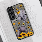 for Samsung Galaxy S23 Plus Case, Cute Little Elephant Sunflower White Line Art - Image 3