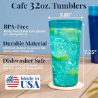 US Acrylic Café Plastic Reusable Tumblers 32-ounce Iced-Tea Cups, Coastal | - Image 2