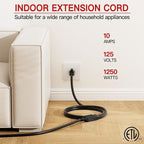 18/3 Indoor Extension Cord 3 FT, 3 Prong Power Cable, Suitable - Image 3