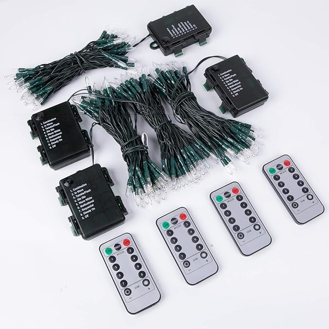 Christmas Mini String Lights Outdoor 4 Pack 17.7 Feet 50 Led 8 Modes Battery - Image 9