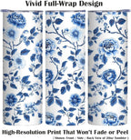 Firmiso 20 oz Tumbler｜Skinny Insulated Travel Mug｜Blue White Peony Chinoiserie - Image 3