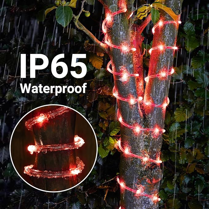 Solar Rope Lights, 2 Packs Total 66ft 200LED Solar String Lights, 8 Modes - Image 5