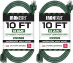 Iron Forge Cable 2 Pack Weatherproof 10 Ft Outdoor Extension Cord by IronForgeCable