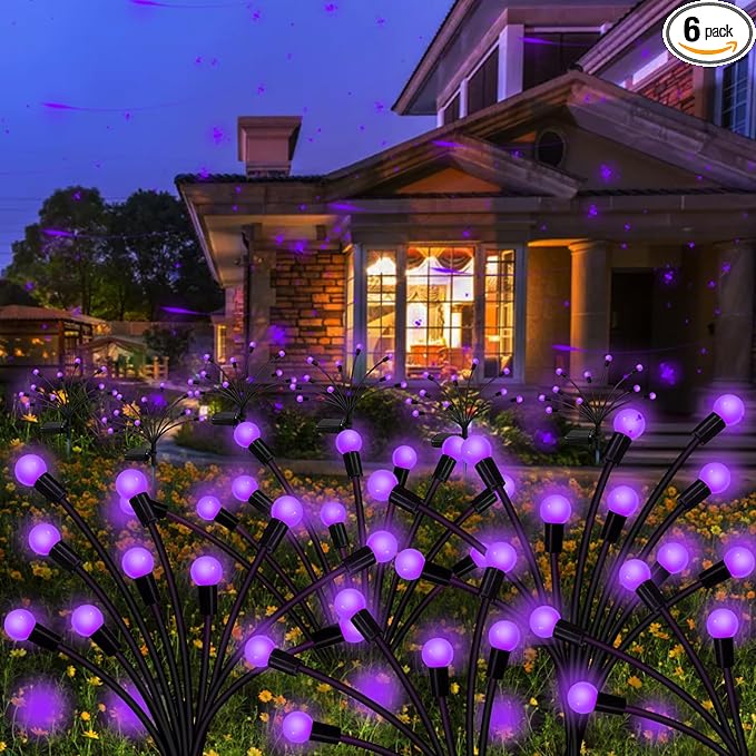 Kohlrabi Solar Garden Lights Outdoor, 6 Pack 48 LED Solar Purple Firefly Lights by KohlrabiDecor