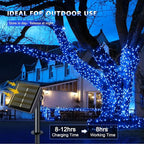 JMEXSUSS 4 Pack 100 LED Solar Fairy Lights, 33ft Blue Solar String Lights - Image 2