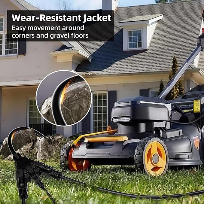 50 FT 3 Outlet Outdoor Extension Cord Waterproof, 16/3 SJTW Black Extension Cord - Image 7