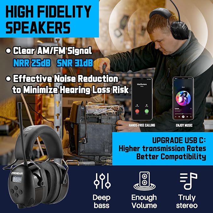 PROHEAR 033 2.0 Bluetooth Hearing Protection Headphones - Image 4