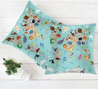 Swono World Map Throw Pillow Covers, Cartoon Forests Animal Map of The World - Image 5